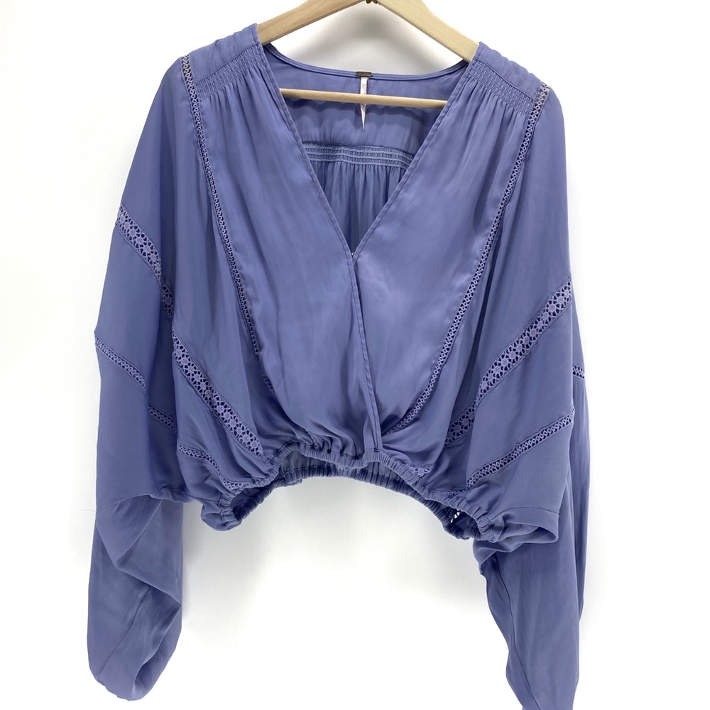 Free People lavender silky v neck  blouse